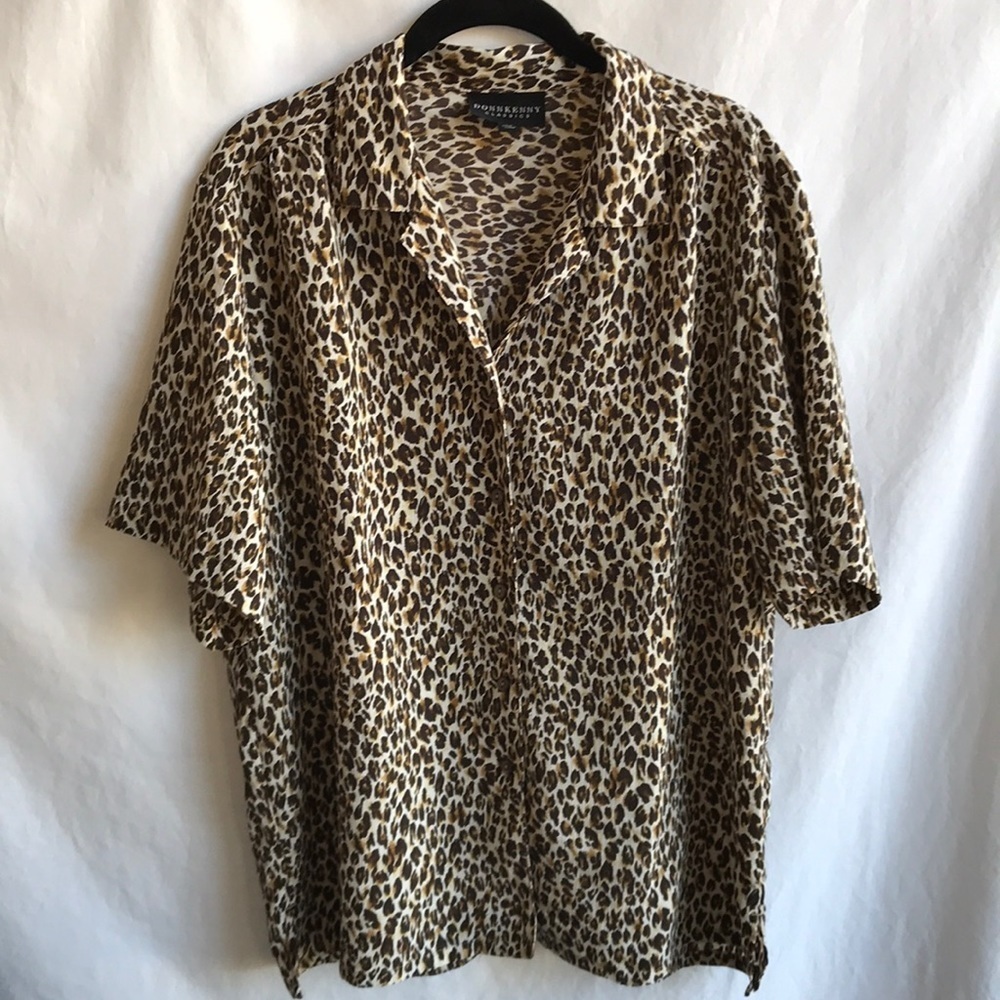 Donnkenny Classics Leopard Print Blouse, Size XL